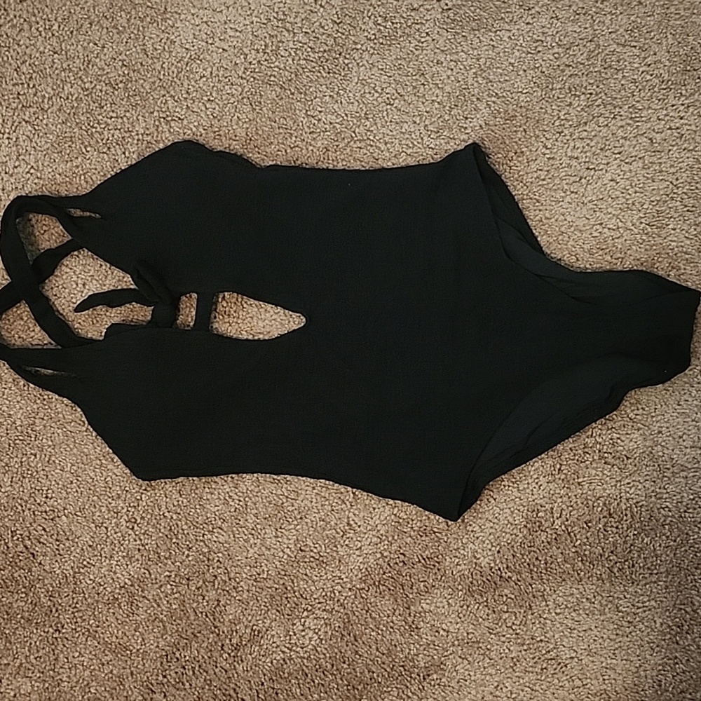 NEW BECCA Split Strap Tie Back One-Piece Swimsuit